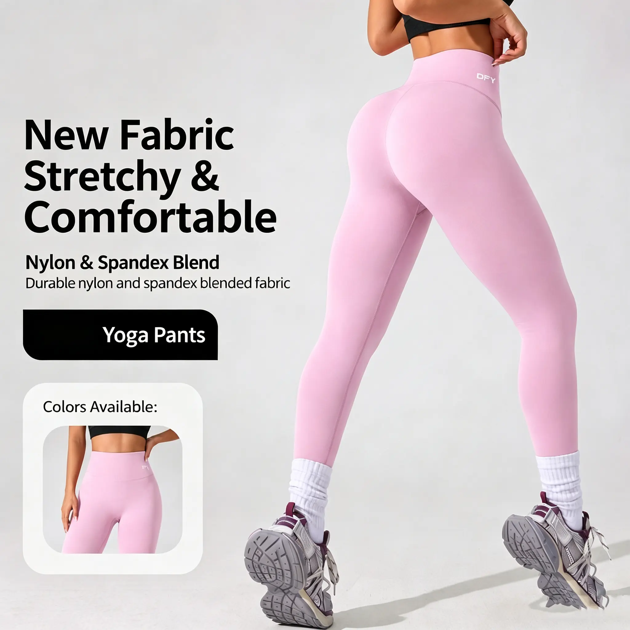 DFYNE Women's New Origin High-Waist Full-Length Yoga Leggings - Nylon Spandex, 4-Way Stretch, Cold Wash Dry, Naked Sensation Breathable Squat-Proof Pants for Gym Yoga Run