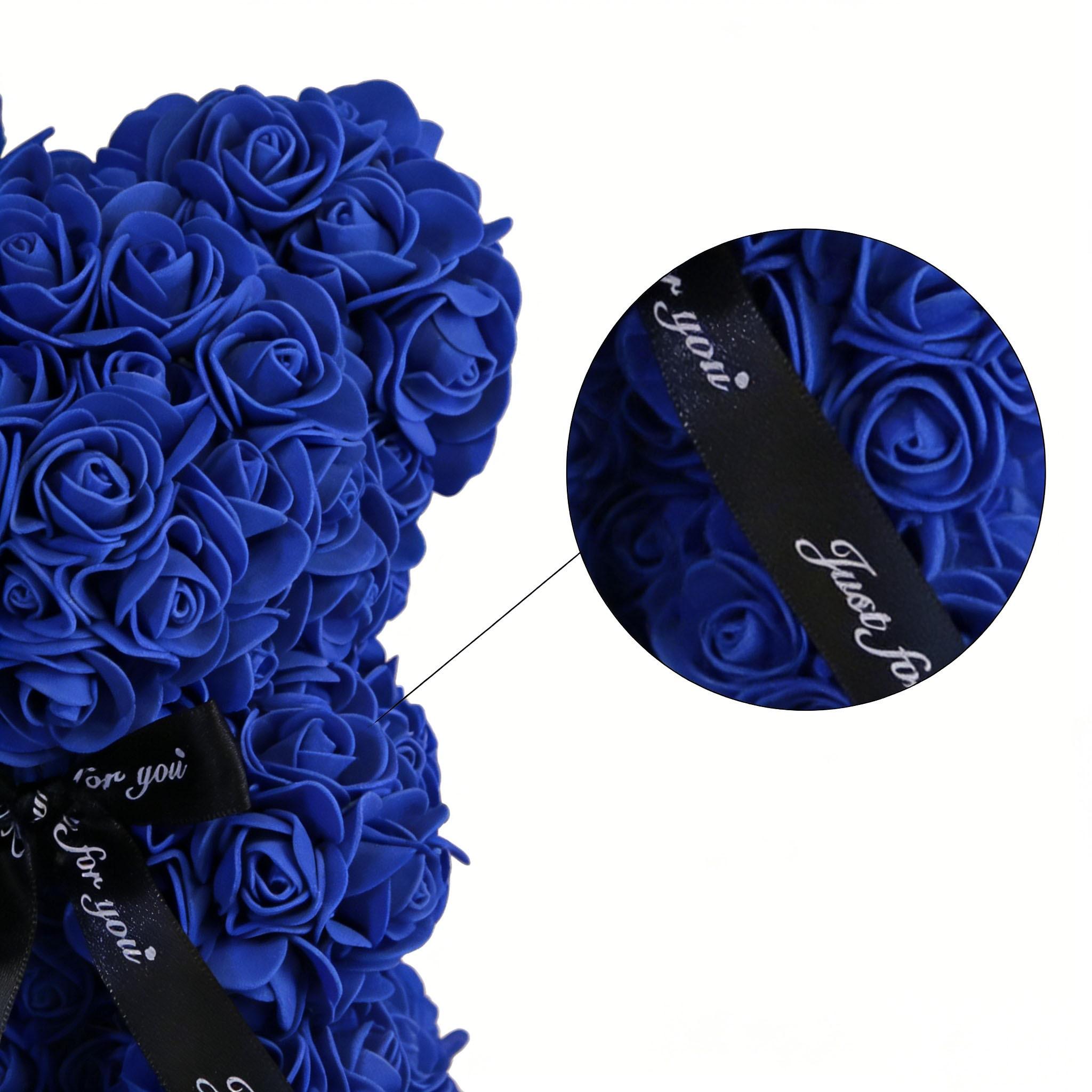 Limited Time Low Price 1 Set Blue Rose Bear Valentine's Gift, Cute Romantic Teddy Bear with Box Card, Birthday Anniversary Decoration