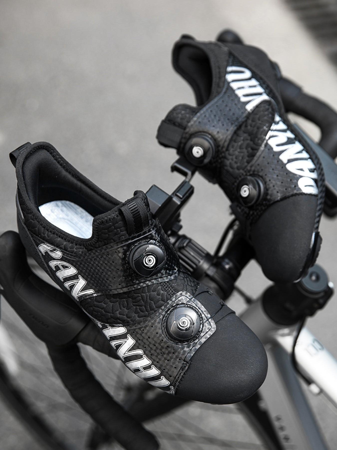 Unisex Cycling Shoes, Indoor Road Bike Shoes, Sporty PU Leather, Wide Fit, Colorblock Design, All Seasons, Professional Style