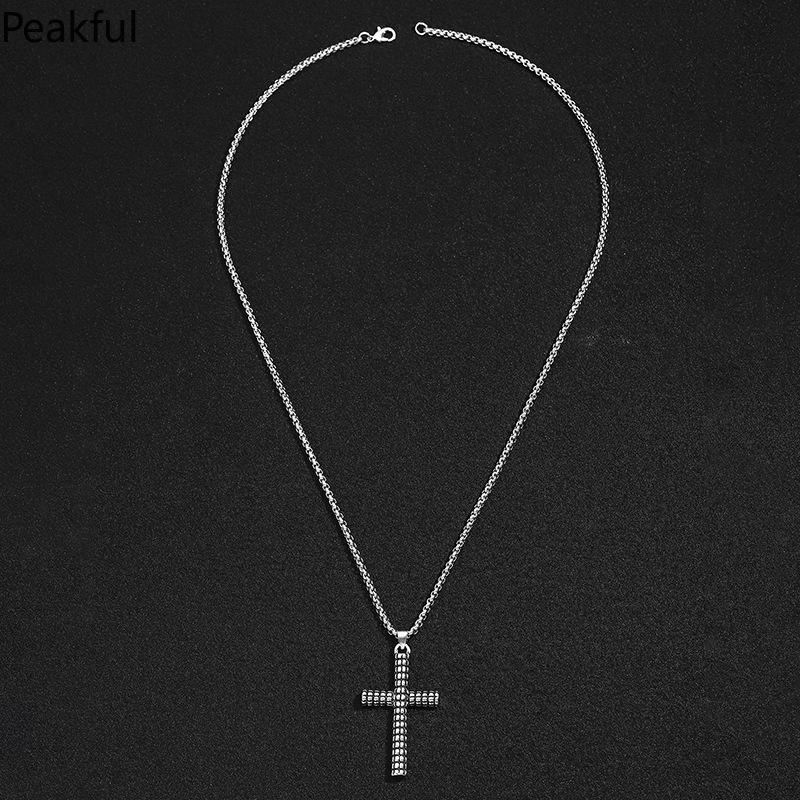 Vintage Cross Pendant Necklace,trending distressed granular finish charm with unique indie design.Retro aged texture and versatile daily matching style, sturdy metal build,perfect for streetwear styling,casual hangouts and everyday fashion collocation.