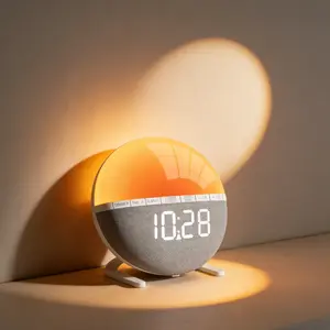 Gradual Brightening Sunrise Wake Up Light Alarm Clock, fit for bedroom dorm study room, ideal for heavy sleepers and family users, colorful glowing light with adjustable brightness, snooze mode silent operation practical home bedside supply