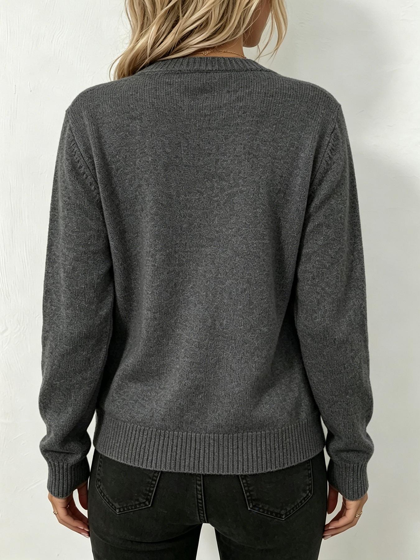 Women's Zipper Knit Cardigan Coat, Long Sleeve Pocket Design, Fall & Winter Casual Outerwear, Slim Fit 3/4 Length, Solid Color, Knitted
