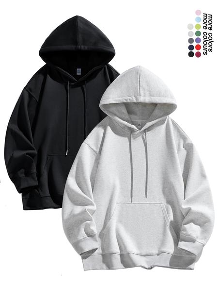 Unisex Basic Hoodie Sweatshirt, Casual Long Sleeve Pullover for Spring & Fall, Fitted Moderate Fabric, Ideal for Daily Wear