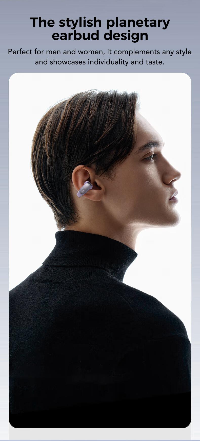 ERAZER XF28 Translation Earbuds Smart Touchscreen Bluetooth Earbuds, Clip on Earbuds Wireless, Touch Screen Long EnduranceM Bone Conduction for Sports Running Working Free APP Fit IOS & Android Download App to use Translation Function