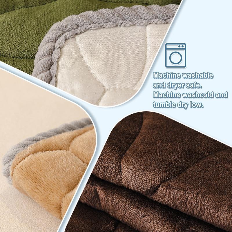 1pc Vintage Solid Color Quilted Non-Slip Washable Plush Sofa Cover, Modern Minimalist Pet-Friendly Furniture Protector, Living Room & Bedroom Decor