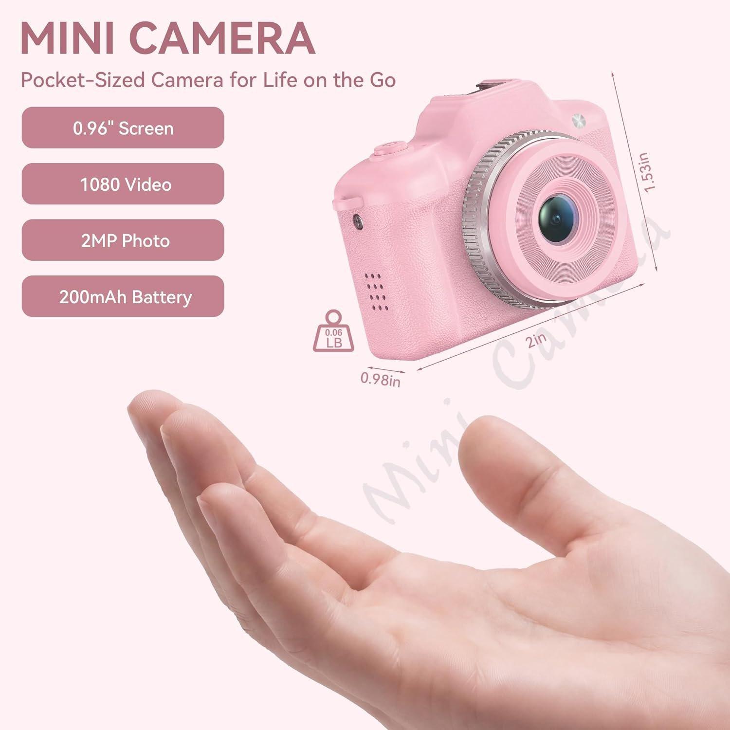 Retro  Camera, 1080P  Mini Digital Pocket Camera with 32GB Card, Small Portable  Camcorder for  Adults, Wearable  Video Recorder for Travel Camp and Party,