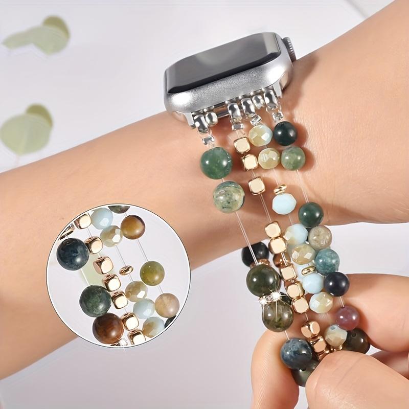 Elegant Synthetic Stone & Crystal Glass Elastic Strap for Apple Watch 38-49mm, Women's Jewelry Band Compatible with All Models, Watch Straps, Smart Watch Accessories