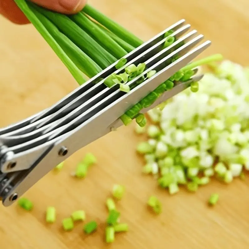 Stainless Steel Scallion & Seaweed Mince Scissors, Multi-Layer Cooking Shears, Durable Kitchen Tool for Efficient Chopping