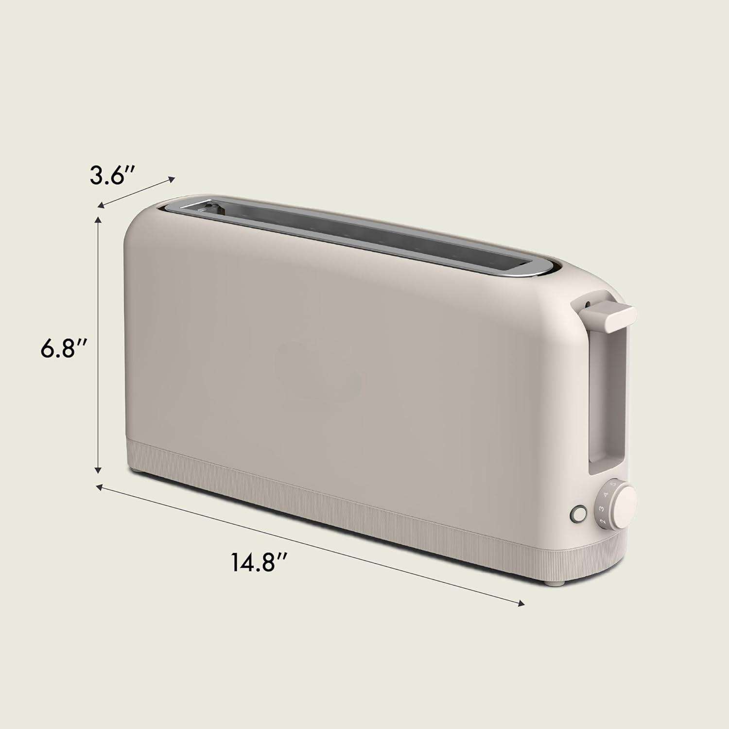 2 Slice Slim Toaster, Fits-anywhere™ Kitchenware, 6 Setting Shade Control with Reheat & Cancel Buttons, Fits sourdough, 10" Long Slot, Anti Jam & Auto Shutoff, 900 Watt, Oatmilk