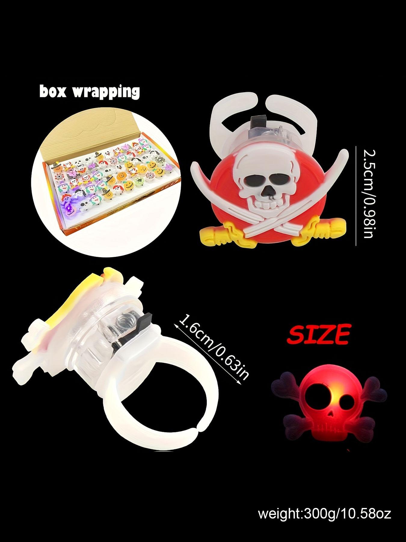 50 LED Halloween Christmas Rings, Cute Animal Flower Fruit Pumpkin Ghost Skull Santa Party Ring Gift, Holiday Decorations