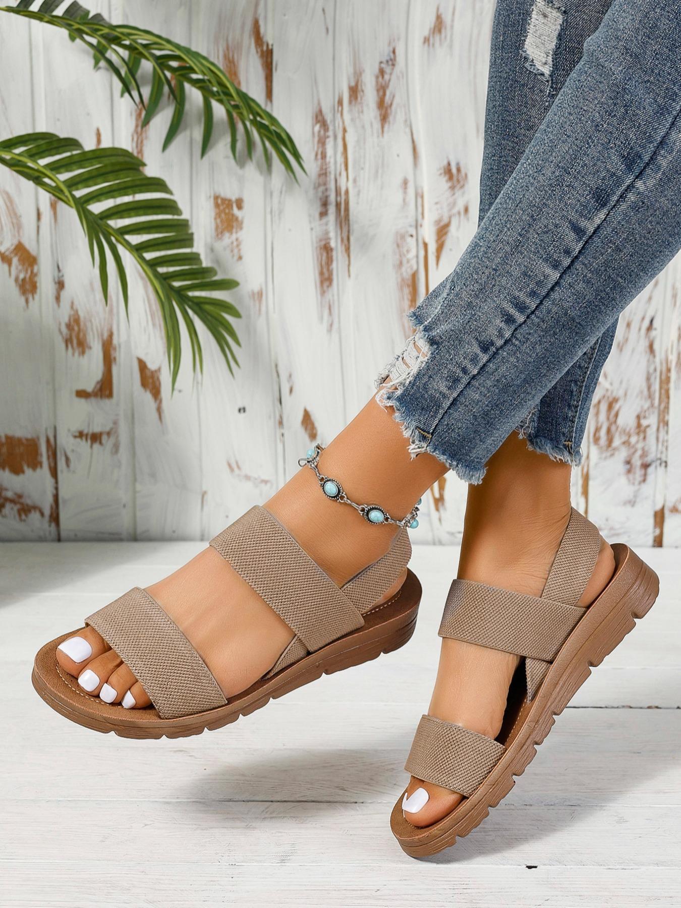 Women's Summer 2024 Fashionable Slip on Flat Sandals, Bohemian Trending Sandals, Casual Comfortable Sandals for Beach Party, Simple Comfortable Shoes for Indoor and Outdoor