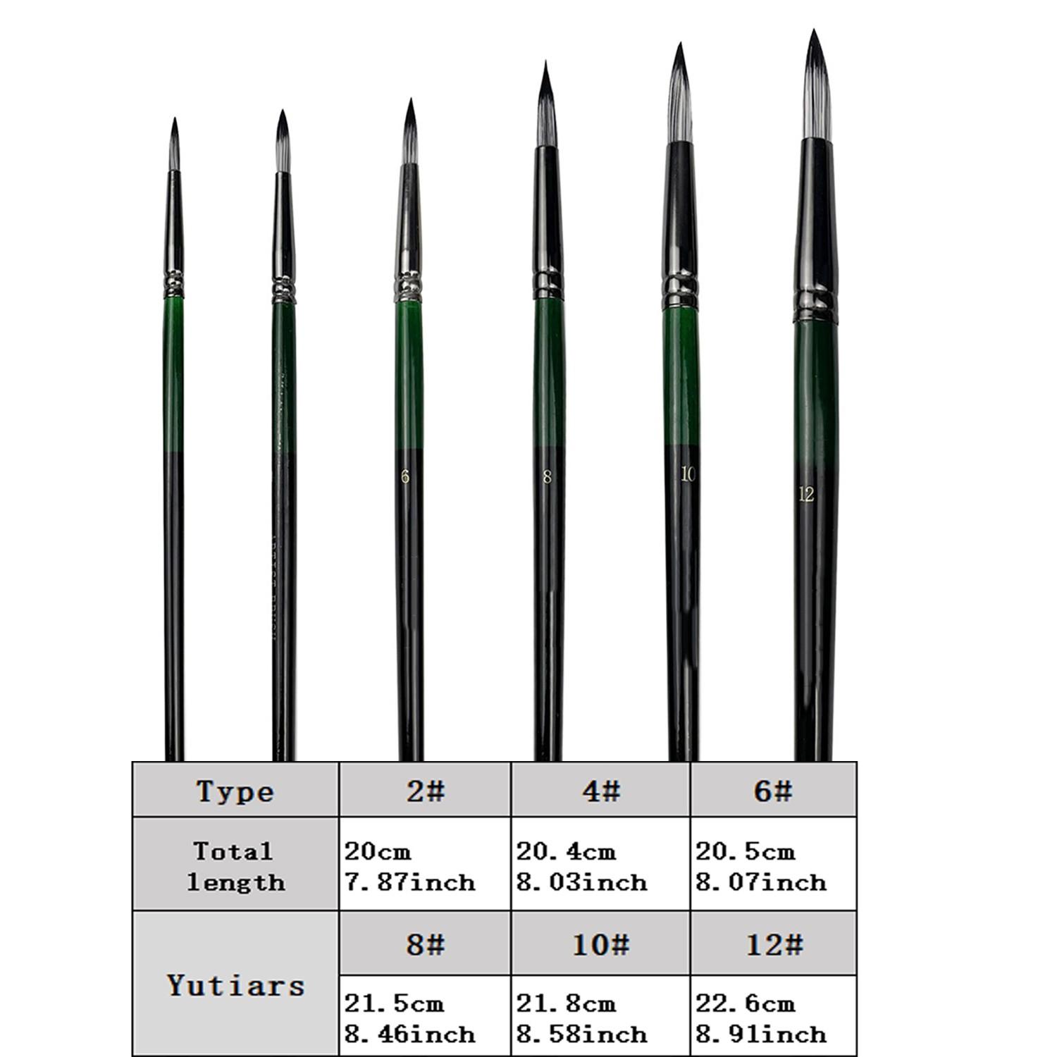 6Pcs Professional Round Paint Detail Brushes Kit Round Brush Variety High Quality Nylon Hair Anti-Shedding Design for Canvas Body Face Rock Painting Adults & Starter Artists