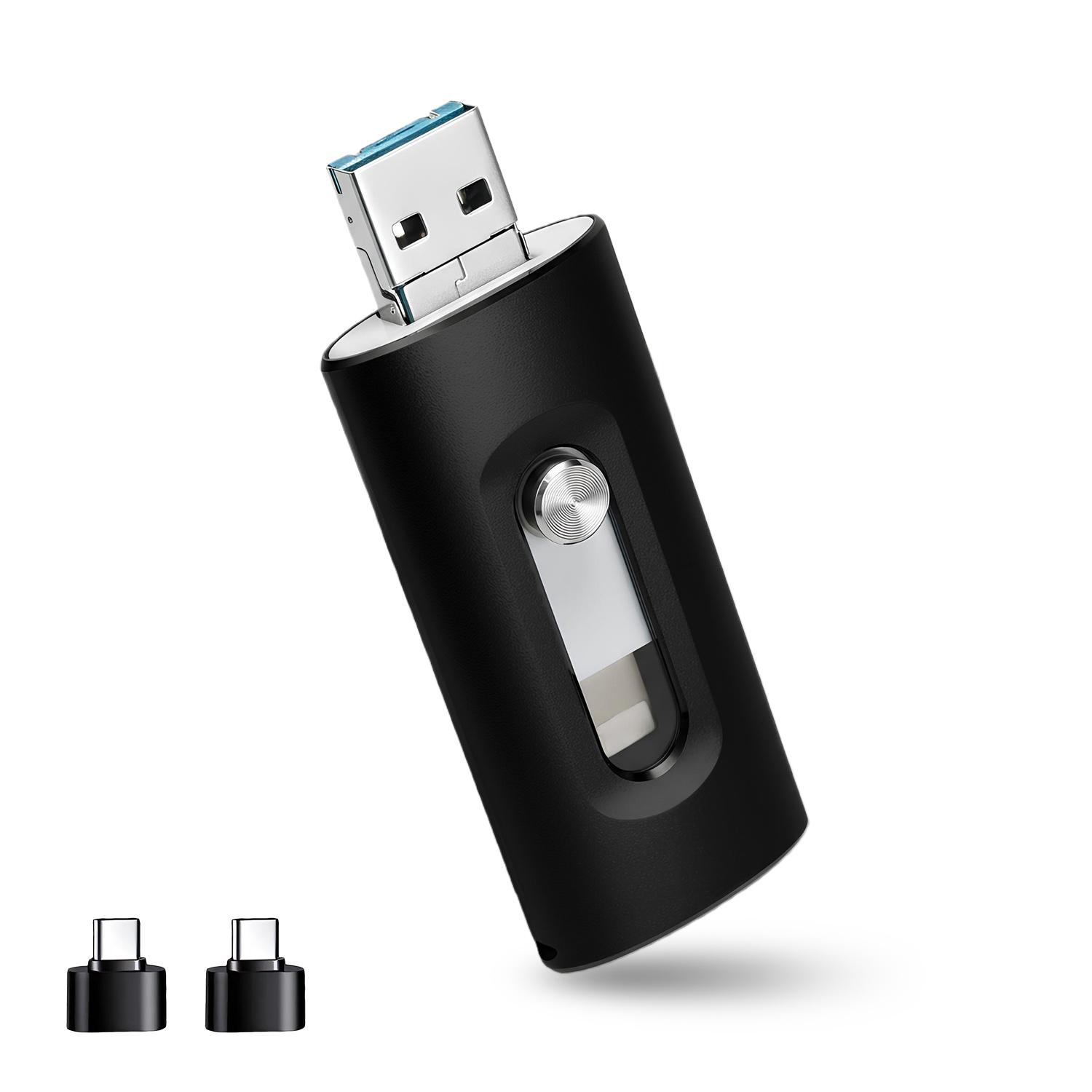 3 in 1 Flash Drive (App Required) - High Speed USB 3.0 Memory Stick with Free Type-C Adapter for iPhone/iPad/Android/PC, OTG Flash Pen Drive for Photos & Videos Backup 3 in 1 Flash Drive (App Required) - High Speed USB 3.0 Memory Stick with Free Type-C Adapter for iPhone/iPad/Android/PC, OTG Flash Pen Drive for Photos & Videos Backup