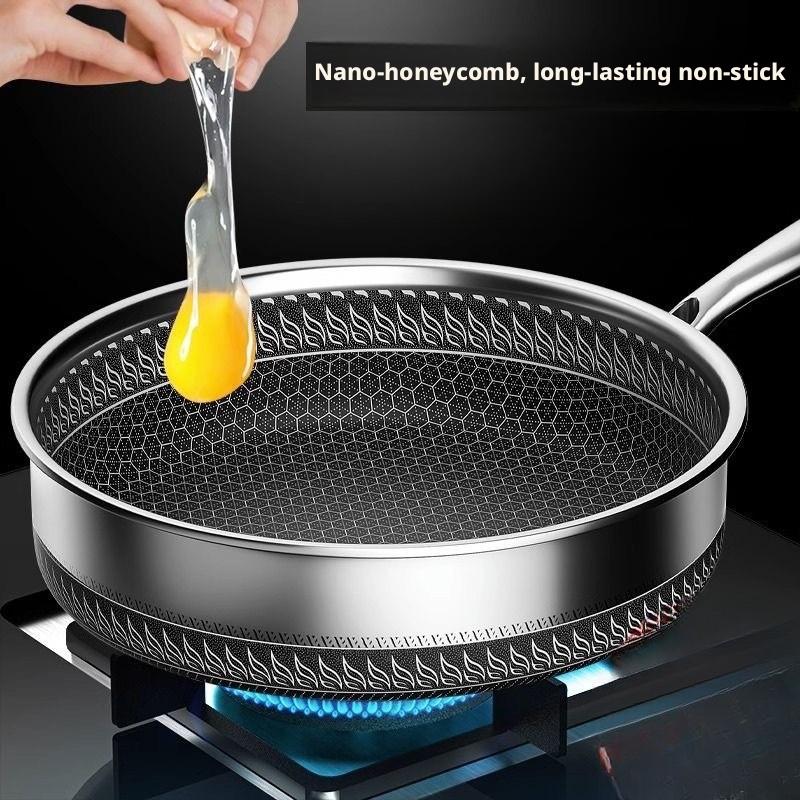 Full Honeycomb Mesh Stainless Steel Non-Stick Frying Pan Multi-Use Integrated Skillet Nonstick Coating Pan Durable Induction Cookware Wholesale Direct Factory Supply For Home Kitchen Cooking Steak Egg Pancake