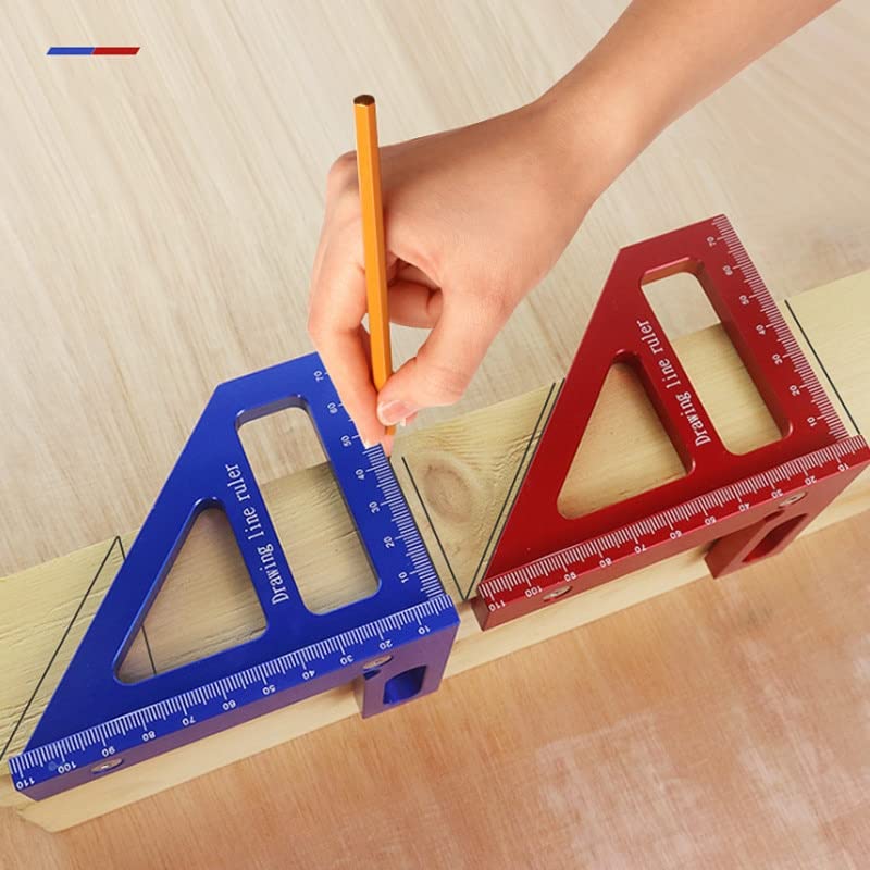 Three-Dimensional Multi-Angle Measuring Ruler, 45/90 Degree Aluminum Alloy Woodworking Square Protractor, High Precision Layout Tool, Caliper Type, Drawing Line Ruler