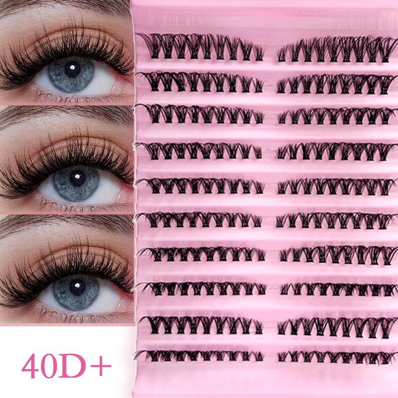 Music Festival Makeup DIY Segmented False Eyelashes, 40D+ & 80D+, Natural Look, Dense D Curl, Thick 0.07mm, Patch Form