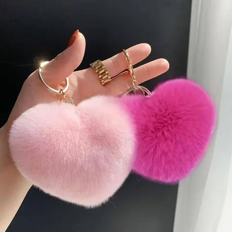 Dopamine Color Plush Heart-Shaped Keychain, Cute Keychain, Peach Heart Decoration, Car Key Ring, Bag Charm, Perfect Gift for Women