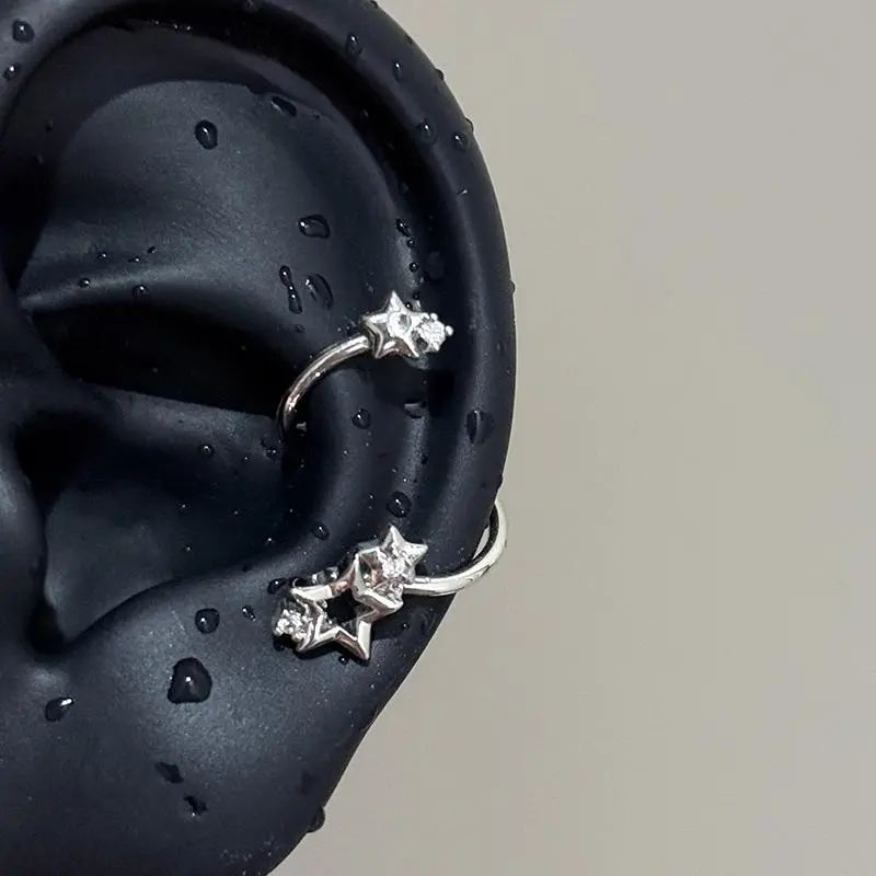 Women's 1PCS 316L Stainless Steel Star-Surround Planet Spiral Ear Bone Nail, Silver-Coated Daily Fashion Jewelry with Ear Hoops & Flower Accents