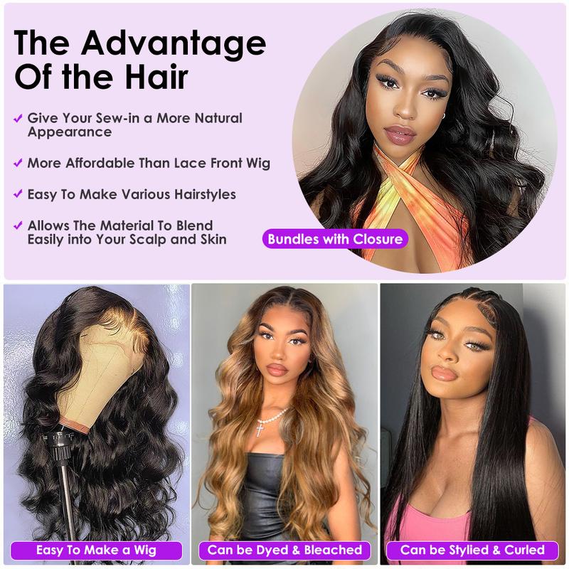 13x4 Lace Frontal With Bundles Body Wave Bundles With Frontal Closure Free Part Human Hair Bundles With Frontal