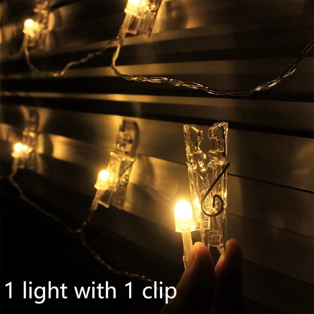 Photo Clip LED String Light, Warm LED String Light with On/Off Control, Decorative Light for Bedroom, Dormitory, Party, Wall Decor