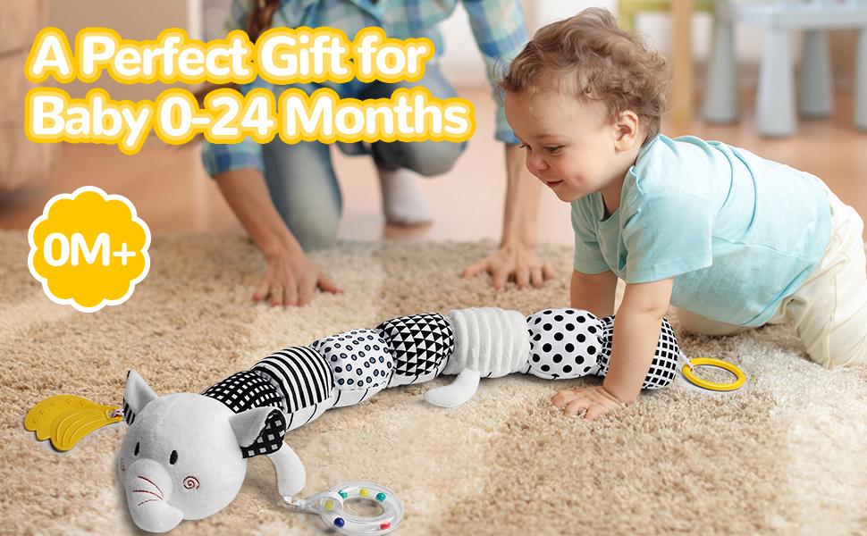 Dearlomum Newborn Baby Girl Gift Toys Infant Tummy Time Musical Stuffed Animal with Crinkle Rattle Textures Blue Crocodile Interactive Duck Shaped