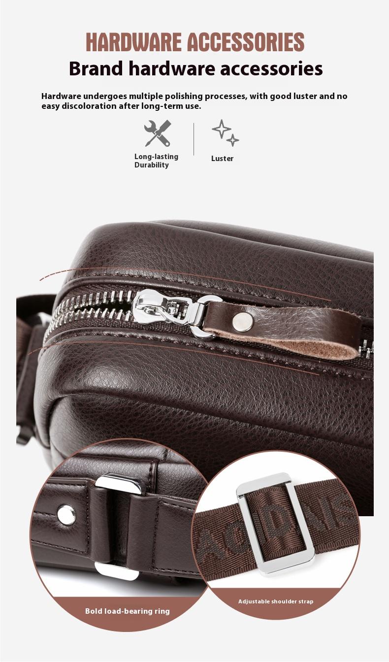 Men's Square Crossbody Bag, PU Leather Shoulder Bag, Stylish Casual Chest Messenger Bag, Durable and Versatile Accessory for Daily Use, Belt Shoulder Bags