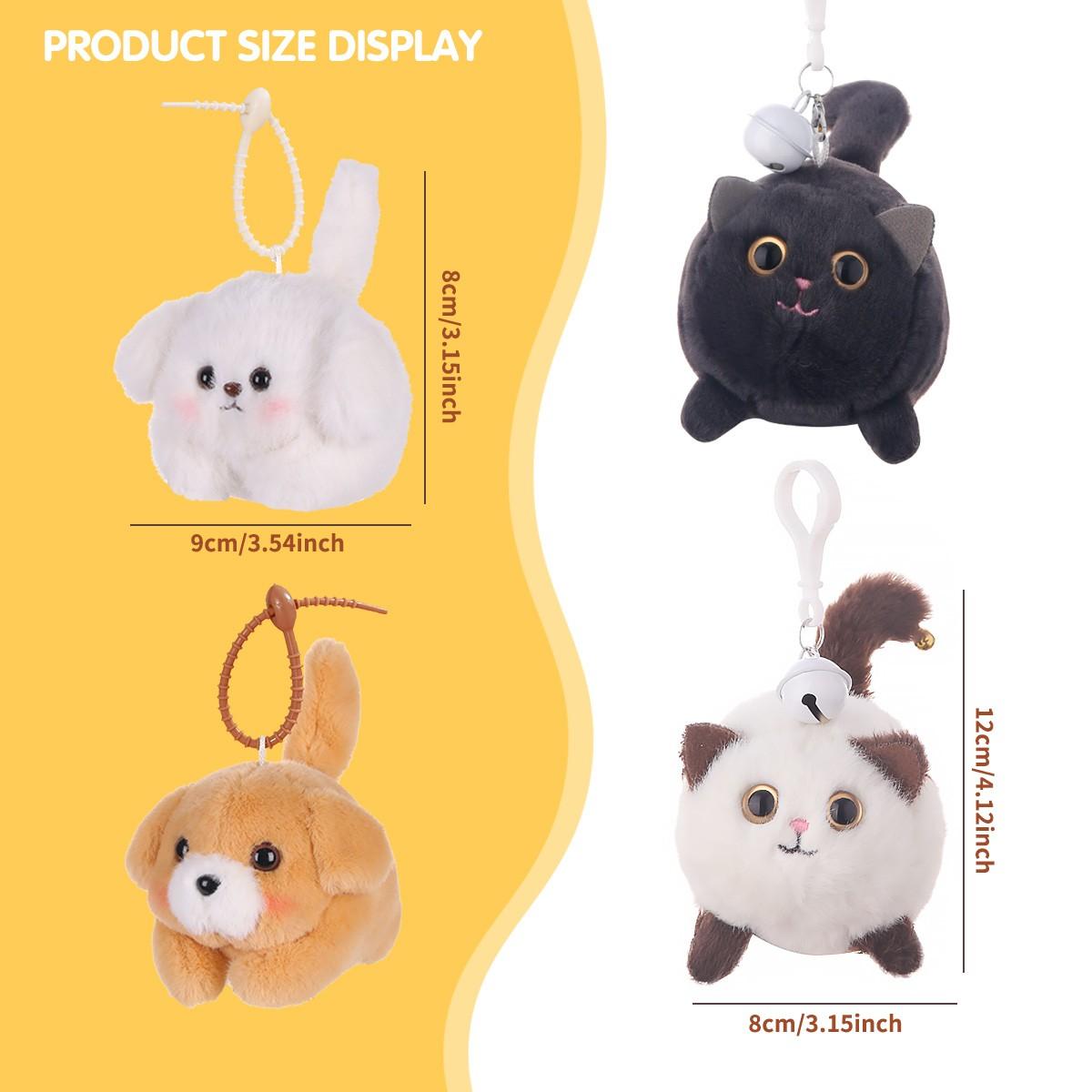 Plush Dog Keychain with Tail Wiggling Sound, Cute Bag Accessory Stress Relief Toy, Pull String Interactive Pet Gift