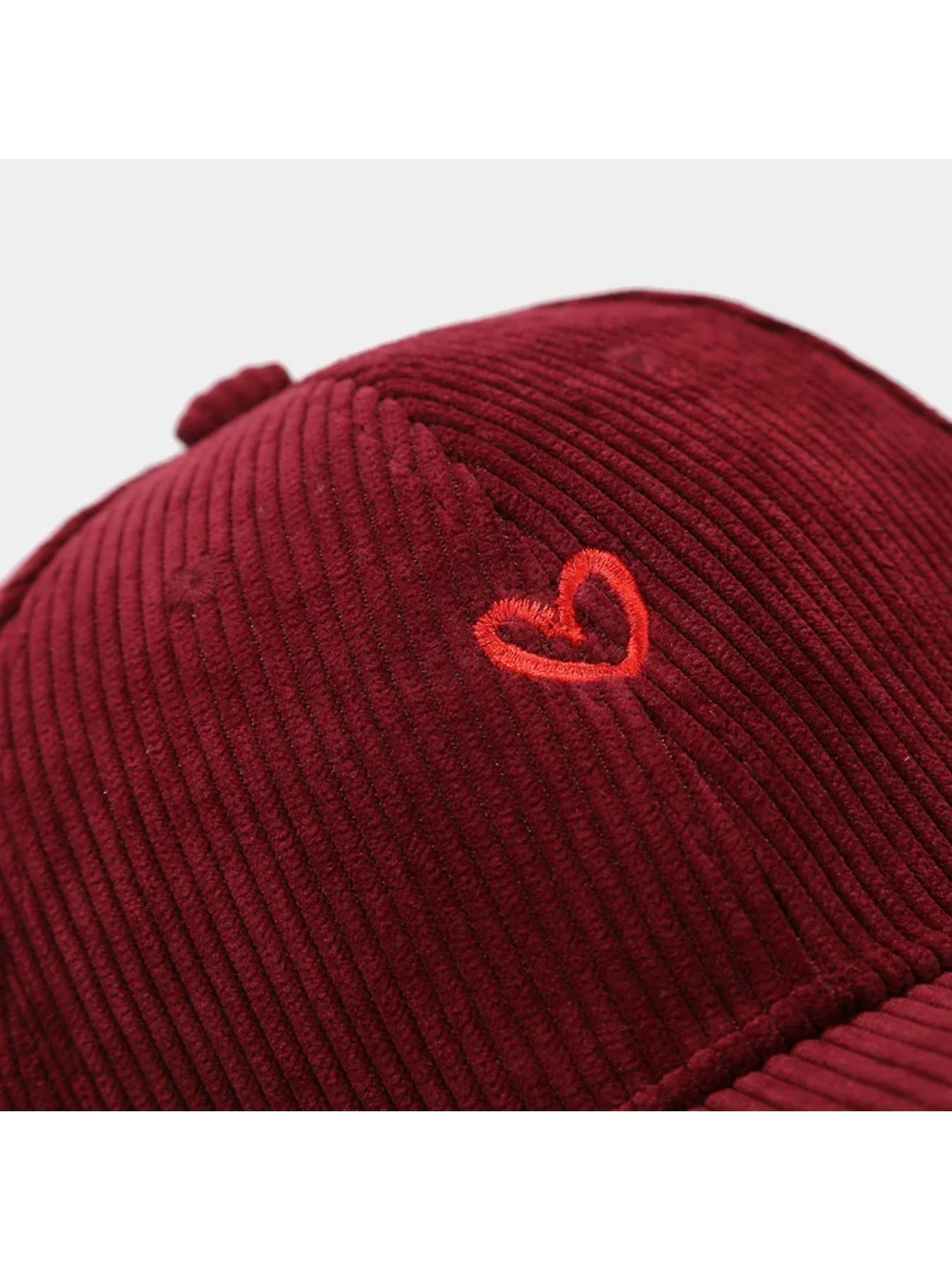 New Little Love Embroidered Corduroy Baseball Cap Spring and Autumn Women's Korean Fashion Simple Sun Hat Outdoor Casual Caps