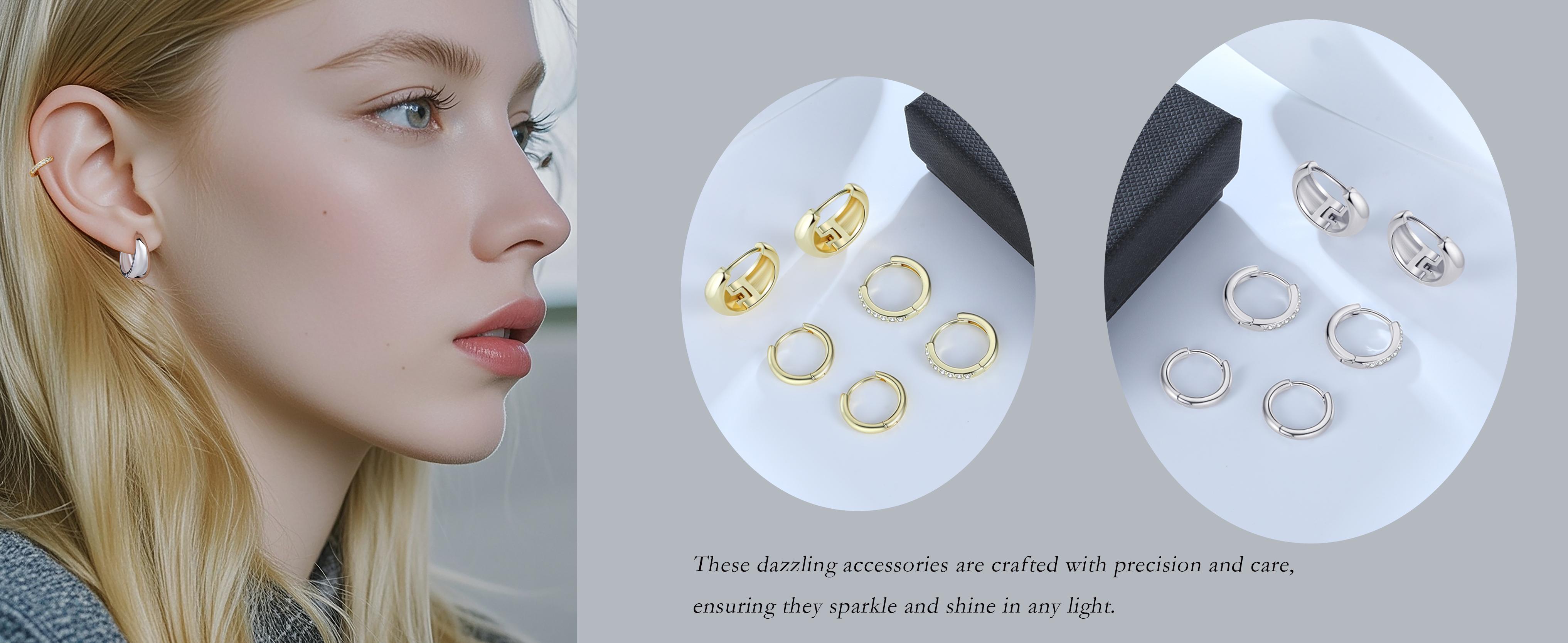 925 Sterling Silver Hypoallergenic Earrings Set, Dainty Stud Huggie Earrings Small Hoop Earrings for Multiple Piercing small hoop