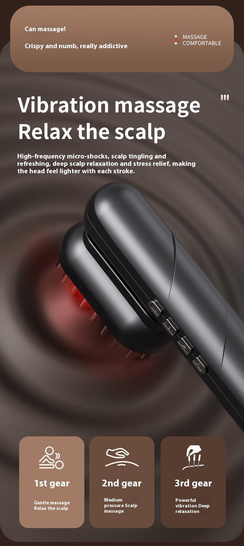 Portable 4-in-1 intelligent electric vibrating scalp massager with silicone brush, suitable for applying hair oil and promoting hair growth, head and scalp massage tool