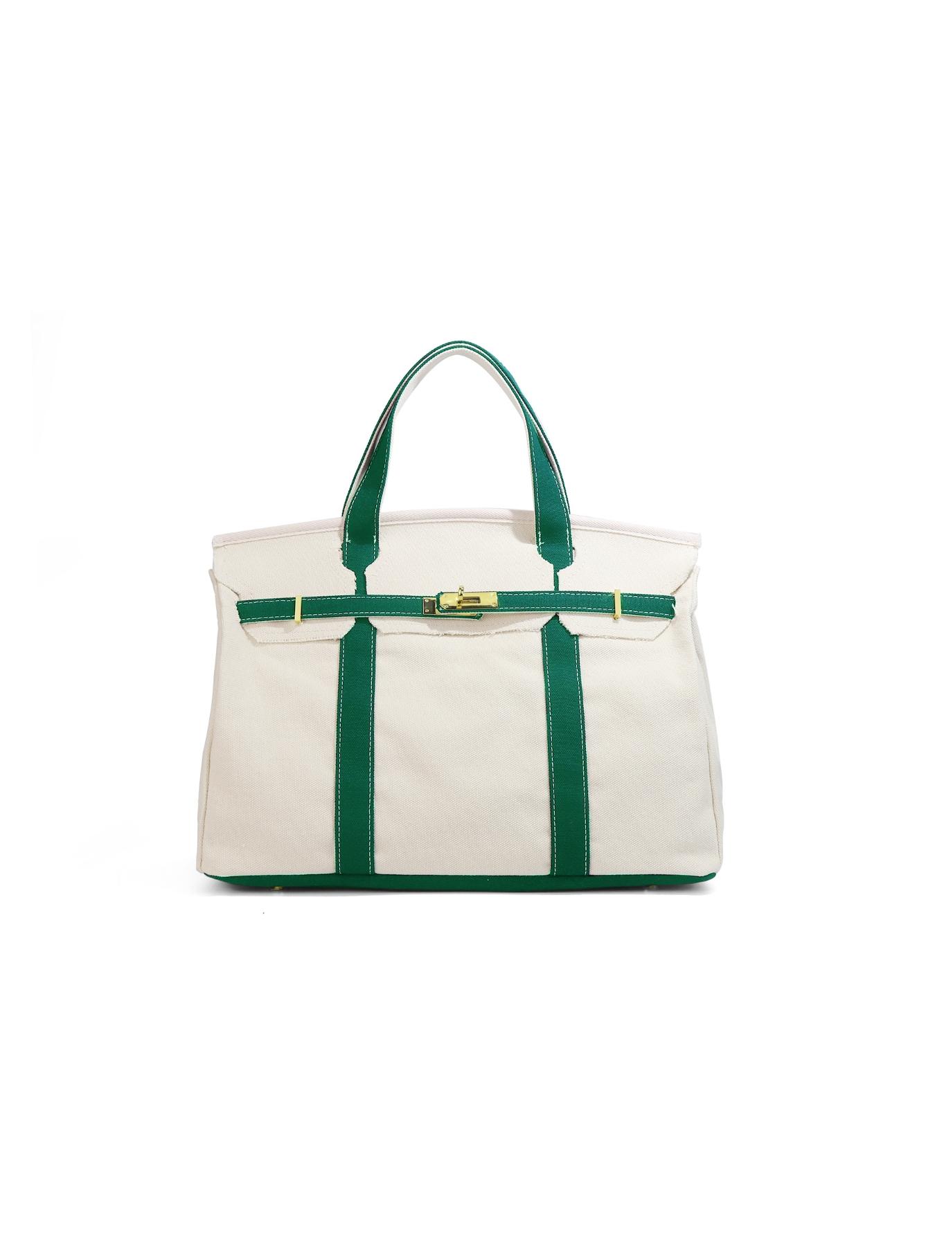 New High-End Canvas Colorblock Handbag, Fashion Patterned Bag, Large Capacity Commuter Tote Bag, Versatile and Stylish, Perfect for Daily Use