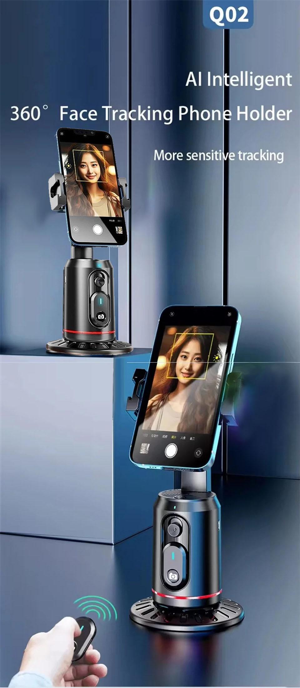 360° Rotating Cloud Mount Stabilizer Selfie Stick Tabletop Face Tracking Camera Tripod with Bluetooth-compatible Remote Shutter and Light Base