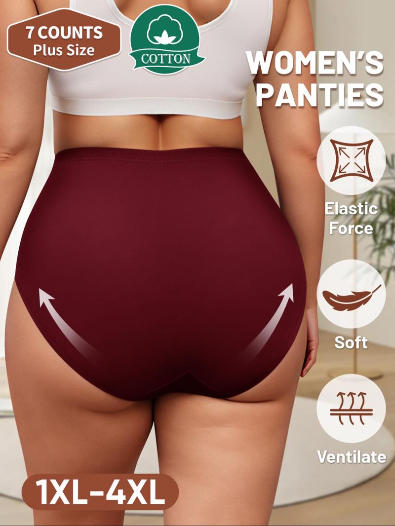 Women's Plus Size Underwear Set, Cotton Blend, Soft Breathable, High Waist Tummy Control, Casual Design, Sizes 1xl-4xl