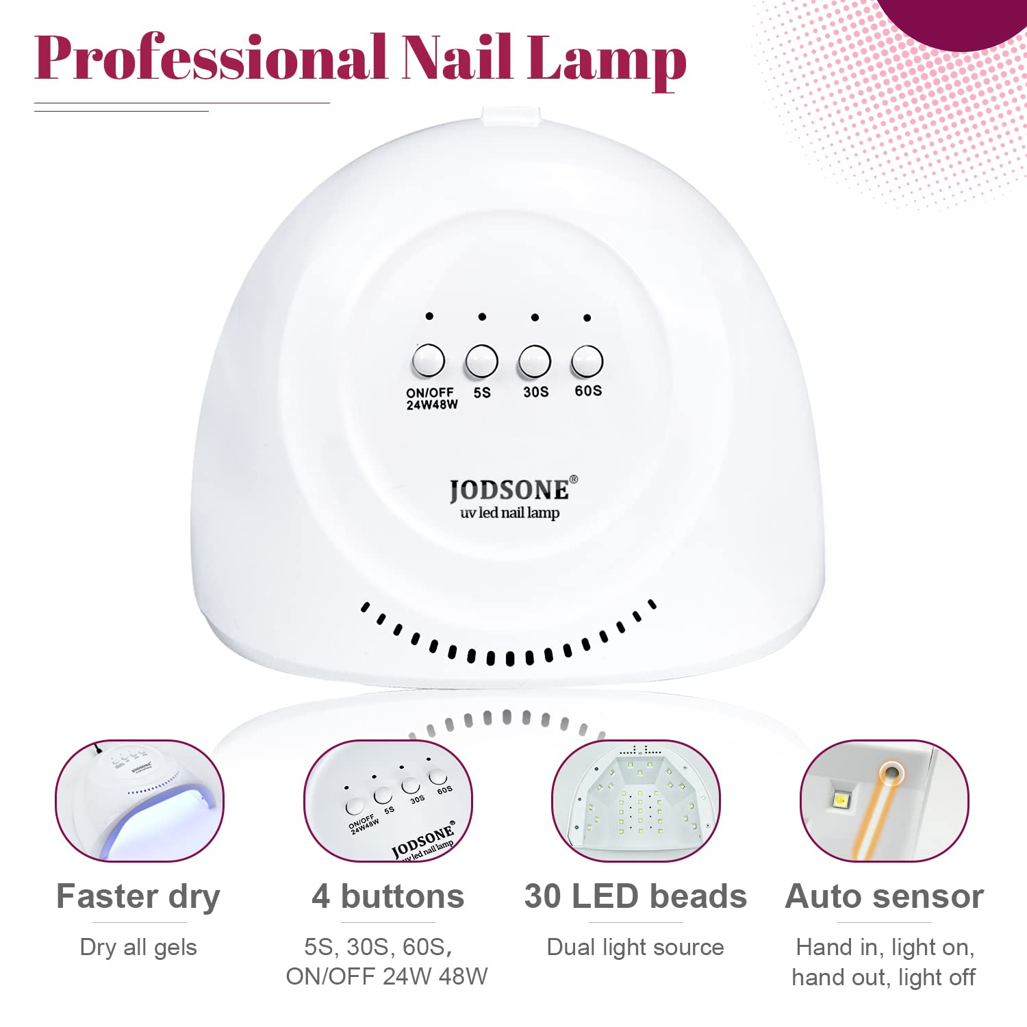 JODSONE 35 PCS Gel Nail Polish Starter Kit UV Light and Dark Series Gel Nail Set No Wipe Base Matte and Glossy Top Coat All Kinds of Manicure Tools