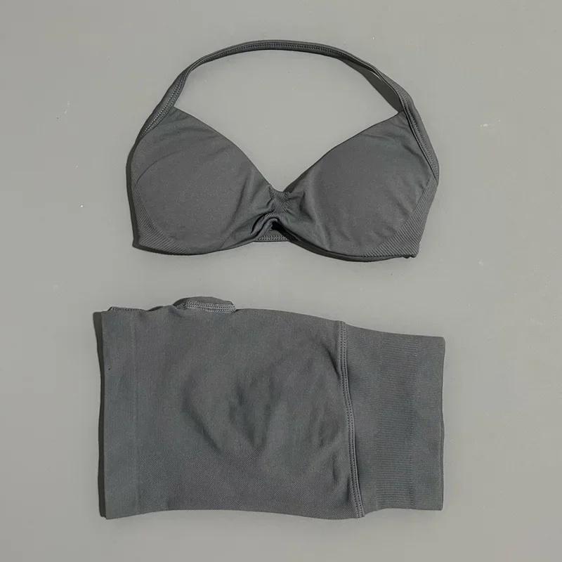 2 Piece Sport Set Women Seamless Yoga Tank Bra Waist Scrunch Bum Gym Shorts Sets Fitness Running Workout Suit,Sports,Leggings,Backless,Halter,Crop,Butt,stylish,activewear,,daily,outfit,,Insulated,Hunting,Camo,mfvim,woman,,athletic,, Two Piece Set