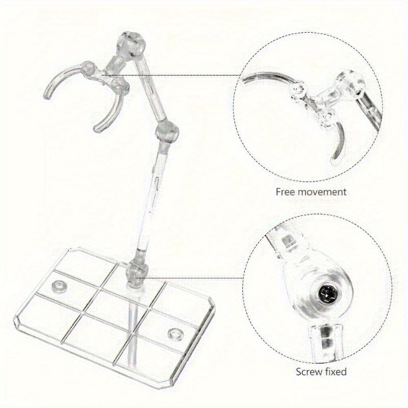 Action Figure Stand, Assembly Action Figure Display Holder Base Doll Model Support Stand Compatible with HG RG SD SHF Gundam 1/144 Toy Clear, with Screwdriver