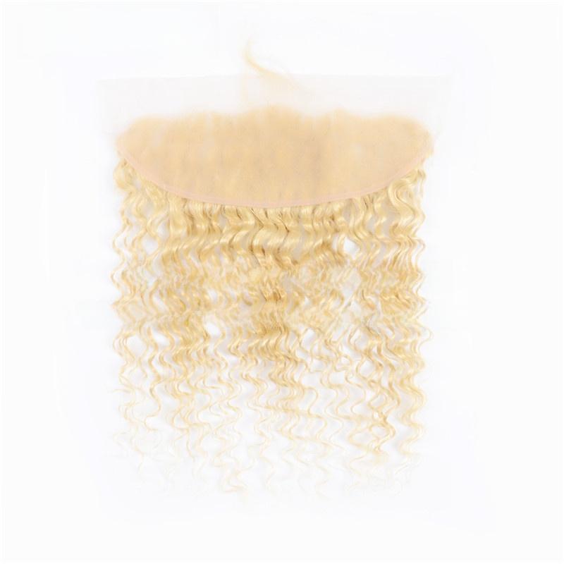 Women's 100% Human Hair Deep Wavy Wigs, 14in Tangle-Free Volumizing 613# Deep Wave Style, 10-28 Inches Multiple Lengths Option, Dyeable, Hot Dye Safe, for Everyday Wear (Lace Front Wig), Female