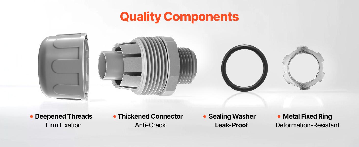 VEVOR 1/2 in 100 pcs Liquid Tight Connector Non-Metallic Conduit Fitting Connector