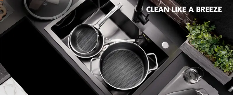 SNOWCLAD 10/14-Piece Thermal Hybrid Nonstick Metal Cookware Set