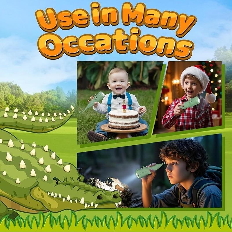 1PC Rechargeable Crocodile LED Flashlight, Cute Animal Shaped Silicone Flashlight, Comfortable Touch Long Press to Adjust Brightness Portable Outdoor Lighting Creative Light,for Camping, Night Walks and Home Use, Handheld Flash Light