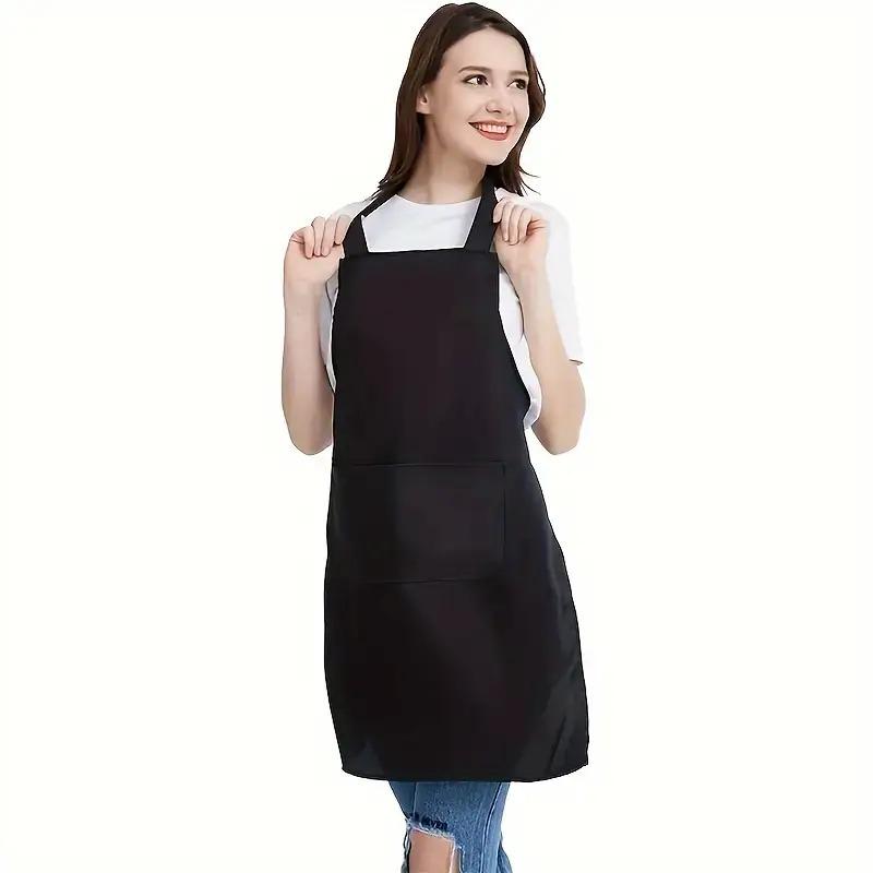 of 2 Durable Polyester Adjustable Neck Aprons with 2 Large Pockets - Neutral Color, Perfect for Cooking, Grilling, Barbecuing, Christmas Crafts, Machine Washable, Kitchen Cooking Aprons, Grilling Aprons | Adjustable Aprons | Polyester Aprons