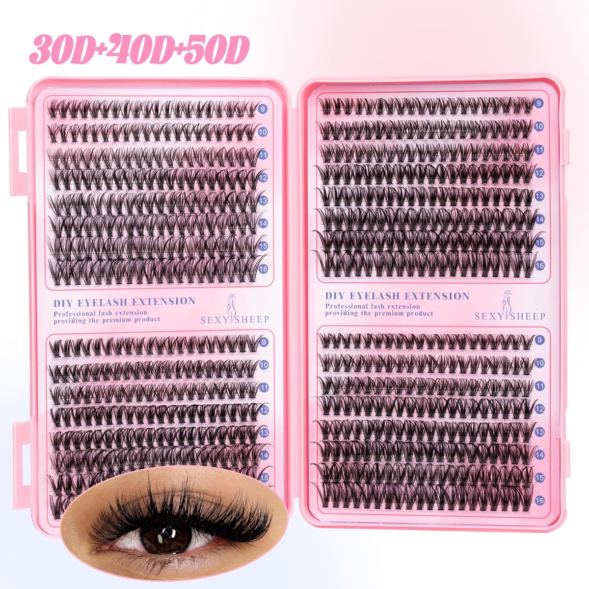 Lash Clusters Kit Natural Individual Lashes Wispy Eyelash Extensions 9-16mm DIY Lash Extension Kit Lash Bond and Seal Waterproof, Lash Applicator, Thick False Eyelashes Kit Makeup