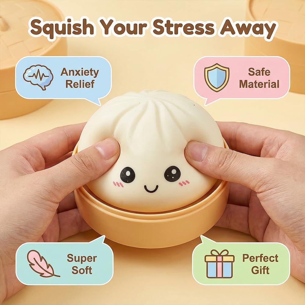Dumpling Squishy Stress Reliever for Adults, Soft Slow Rising Squeeze Ball, Sensory Anxiety Relief Tool, Cute Desk Decor for Office & Home Relaxation