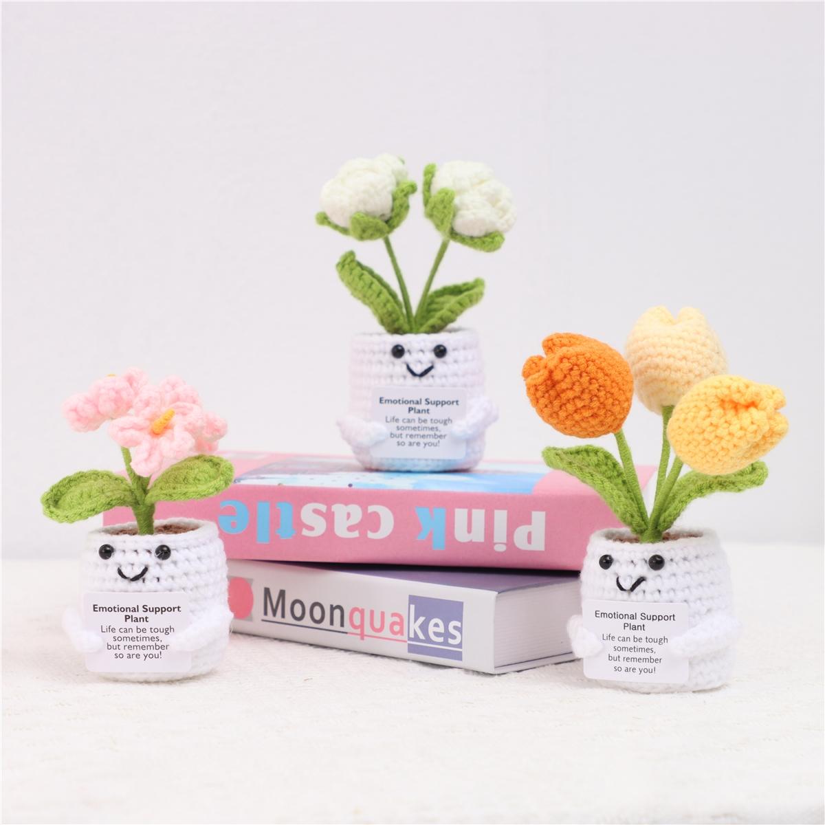 Crochet Flower Pot, 4 Counts/set Cute Crochet Flower Pot, Emotional Support Mini Knitting Flower Pot, Home Decor for Living Room Bedroom, Crochet Artificial Flowers Crochet Flower Pot, 4 Counts/set Cute Crochet Flower Pot, Emotional Support Mini Knitting Flower Pot, Home Decor for Living Room Bedroom, Crochet Artificial Flowers