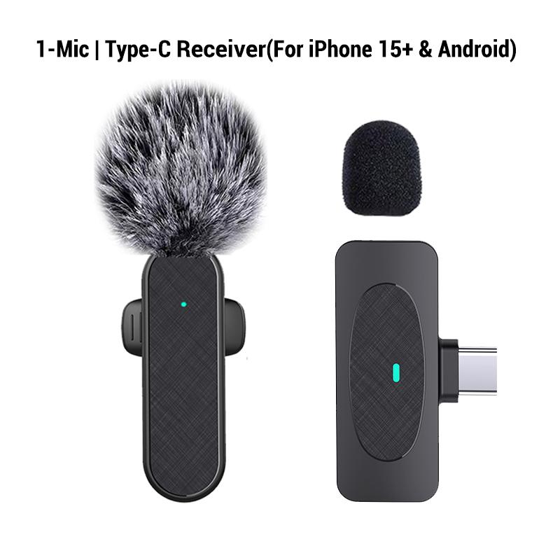 Professional Wireless Lavalier Microphone with Intelligent Noise Cancelling, Plug & Play for iPhone and Android Smartphones, Rechargeable Lapel Mic for Video Recording, Teaching, Interviews and Podcasts