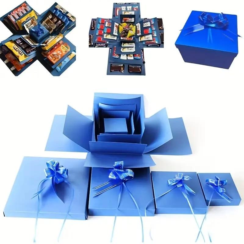 DIY Surprise Explosion Five-Layer Gift Box, Contains Cash, Heart, Snacks, Perfect for Weddings, Birthdays, Valentine's Day, Color Options Available