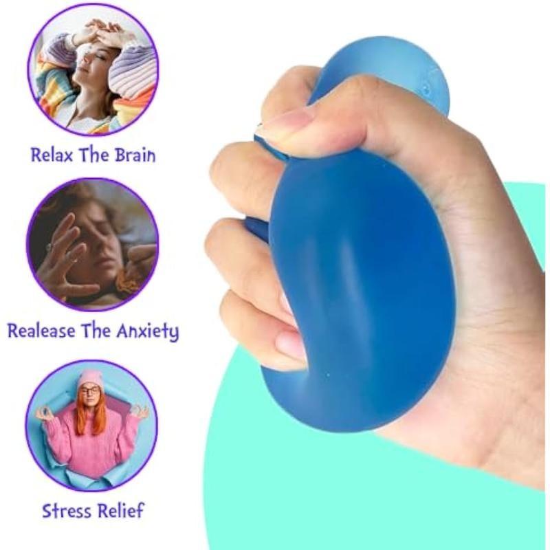 Square Soft Ball Ice Cube, Moldable Stress Relief Toy, Blue Filling, Comfortable Touch, Ideal for All Ages, Sensory Relaxation