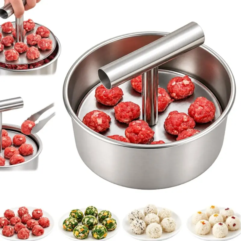 2027 Upgrade Manual Meatball Maker, Stainless Steel Mold, Home Cooking Tool, Kitchen Gadgets, Quick and Easy, Uniform Shape Meatballs, 6/12 Holes