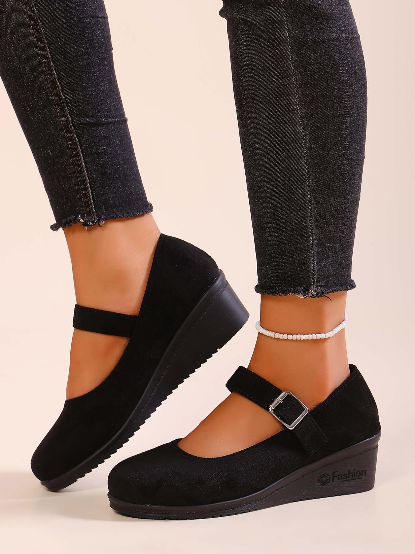 Women's High Heel Single Shoe, Comfortable Round Toe Design, Fashionable Retro Style, Spring & Fall Seasonal Footwear