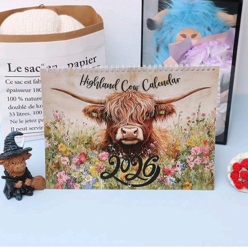2026 Highland Cow Calendar, Desktop Calendar, Tear Off Calendar, Elegant Home Wall Art, Daily Schedule Planner, Perfect New Year Gift Idea